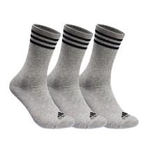 아디다스 남성용 퍼포먼스 앞로고 크루 삭스 3mm 3족, 그레이