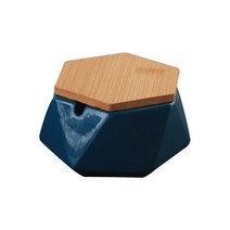 모모숲 육각 트렌드 뚜껑 재떨이 뚜껑포함, 블루그린, 1개
