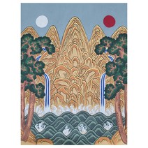 민화 일월오봉도 삽병 그리기 키트, 브라운