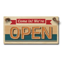레트로 양면 우드 안내판 WOC-012, 1개, OPEN/CLOSED