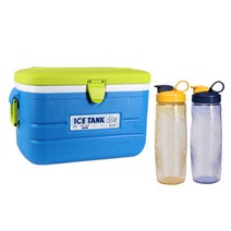 코멕스산업 아이스탱크 40L +휴대용 물병 600ml 2종 세트, 블루(아이스탱크), 옐로우, 블루(물병)