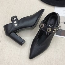 여성용 펀칭 미들굽 구두