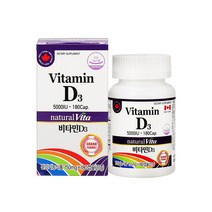 Natural Vita 비타민 D3 5000IU 27g, 180정, 1개