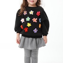 오즈키즈 여아용 미니플라워 기모 맨투맨