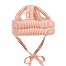 엠케이 유아용 헬멧형 다양한 쿠션 머리 보호대, 줄무늬 오렌지, 1개