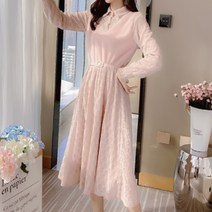 페이퍼먼츠 기모본딩 레이스 베스트 벨트 원피스 00855
