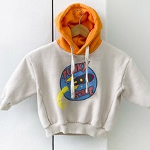 아동용 펑키 로켓스페이스 배색 기모후드티셔츠