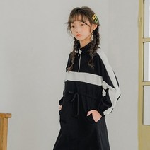 오렌지다몸앤젤아이 여아용 줄배색 집업 조임 원피스