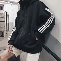 남성용 라인 힙합 트렌드 캐주얼 풀오버 패션 후드집업