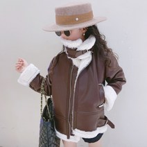 앤젤아이오렌지다몸 여아용 털무스탕 가죽 자켓