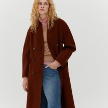 앳코너 여성용 COLLARLESS BELTED CASHMERE BLEND LONG COAT
