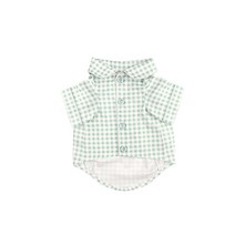 알콩단잠 강아지 고방체크 면 셔츠 실내복 파자마, 민트