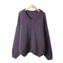 시크블랙 여성용 모너히 브이넥 루즈핏 니트 NT3486K1C