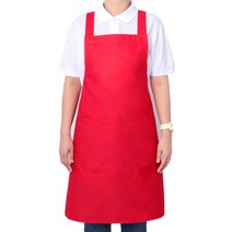 라미아스텔라 면 H형 무지 카페 바리스타 앞치마, 레드, 1개