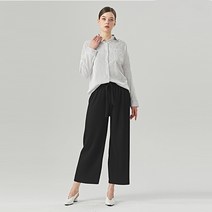 탱커스 여성용 허리 리본 포인트 단주름 롱 팬츠 TT4PT025L0