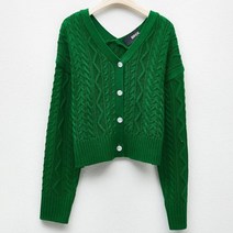 비엔엑스 여성용 꽈배기 꽈임 양 브이넥 니트 가디건 BT4CD040L0