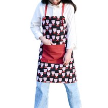 오리 패턴 앞치마 대형, 블랙, 1개