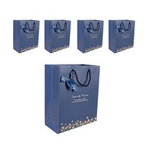 더깔끔 리본 종이 쇼핑백 5p, 블루