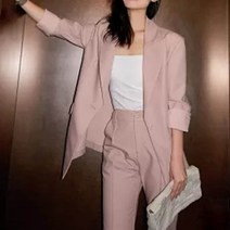 비비에모 여성용 마론 피치 세미 캐주얼 정장 투피스 세트 00790