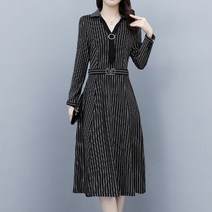 아뗄릭 스트라이프 큐빅넥 A라인 빅사이즈 원피스 00617