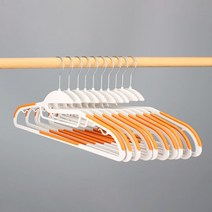원모아 미끄럼 방지 고급 플라스틱 옷걸이, 오렌지, 10개입