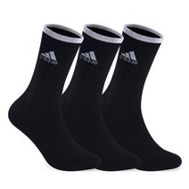 아디다스 남성용 넥 컬러 포인트 크루삭스 3족, 블랙