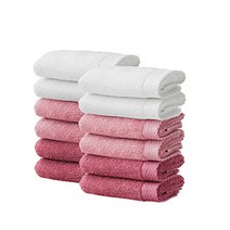 소프트터치 헤링본 보더 호텔수건 190g 40수 코마사 12종 선물세트, 핑크톤, 1세트
