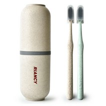 팡팡카트 여행용 칫솔 케이스 베이지 + 칫솔 2종 세트, 1세트