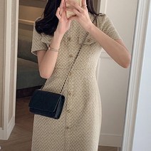 비비에모 트위드 더블 포켓 반팔 슬림핏 원피스 01224