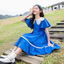 오렌지다몸 여아용 꽃잎카라 꽃가방 원피스 세트