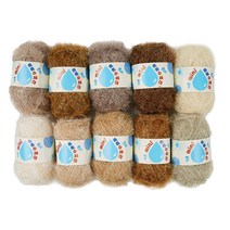 쎄비 촉촉 수세미 미니 뜨개실 10종 세트, 브라운소울