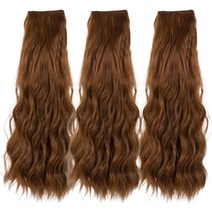 하이유니 S컬 히피 펌 붙임머리 헤어피스 11 x 50 cm, 3개, 라이트브라운