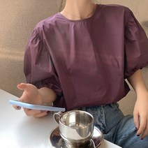 메이첼 여성용 모던루 퍼프 소매 여름 티셔츠 00997
