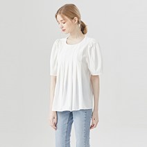 탱커스 플리츠 라운드 페미닌 반팔 블라우스 TU1BL062L0