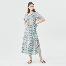 비엔엑스 브이 랩 리본 포인트 롱 패턴 원피스 BU1OP049L0