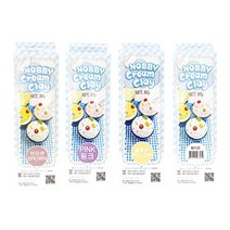 토단교재 아동용 하비 크림 클레이 4종 세트, 50g, 화이트, 핑크, 옐로우, 브라운