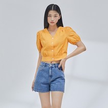 미쏘 퍼프소매 크롭 블라우스
