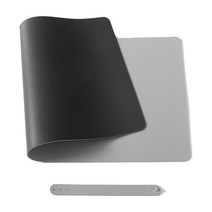 올마티 가죽 양면 데스크 매트, 블랙 + 그레이