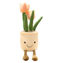 프랑온드 튤립 화분 봉제 인형, 37cm, 핑크