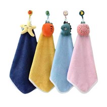 OON 주방 극세사 행주 캐릭터 핸드타올 4종 세트, 블루, 옐로우, 라이트 블루, 핑크, 1세트