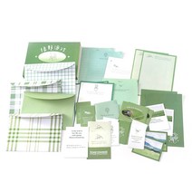 솔룸 컬러 편지지 봉투 카드 스티커 세트, 1세트, 그린
