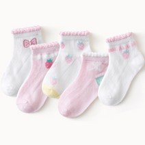 제이셀 여아용 레이스 딸기 메쉬 양말 5종 세트 K355