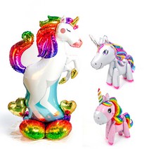 파티쇼 에어벌룬 은박풍선 + 입체유니콘 은박풍선 2종 세트, 유니콘(에어벌룬), 레인보우 핑크, 레인보우 화이트(입체유니콘), 1세트