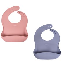 랄라비 실리콘 턱받이 2종 세트, 1세트, 레드, 라벤더