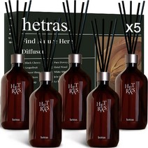 헤트라스 프리미엄 대용량 디퓨저 500ml 5개 선물세트 (블랙체리 플라워샵 그레이프프루트 북스토어 허그솝 ), 퓨어 다우니, 호텔 우드, 화이트 셔츠, 제주 사려니숲길, 라튤립 샤워, 5