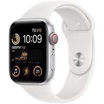 Apple 2022 애플워치 SE 2세대 알루미늄 케이스, 44mm, GPS+Cellular, 실버 / 화이트 스포츠밴드