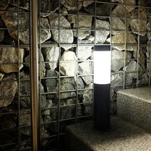 21세기트랜드 LED 태양열 투톤 원형 기둥 정원등 2p, 블랙