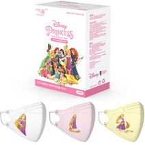 어린숨 엣지 디즈니 프린세스 아트심볼 라푼젤 새부리형 컬러마스크 소형, 화이트, 라이트핑크, 옐로우, 30개입, 1개