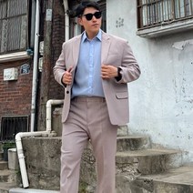 파이브라지 남성용 빅사이즈 오버핏 텍스처 베이직 싱글 정장 블레이져 자켓