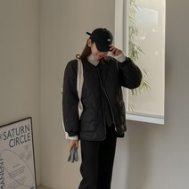 여성용 포켓 물결 퀼팅 누빔 점퍼